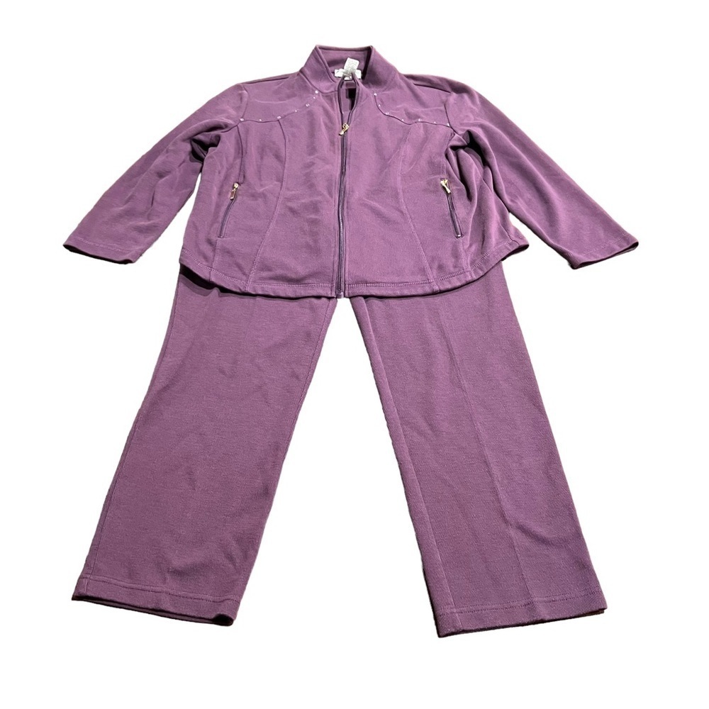 Drapery’s & Damon’s Women’s Purple Zippered Jacket & Pant Leisure Set Petite XL